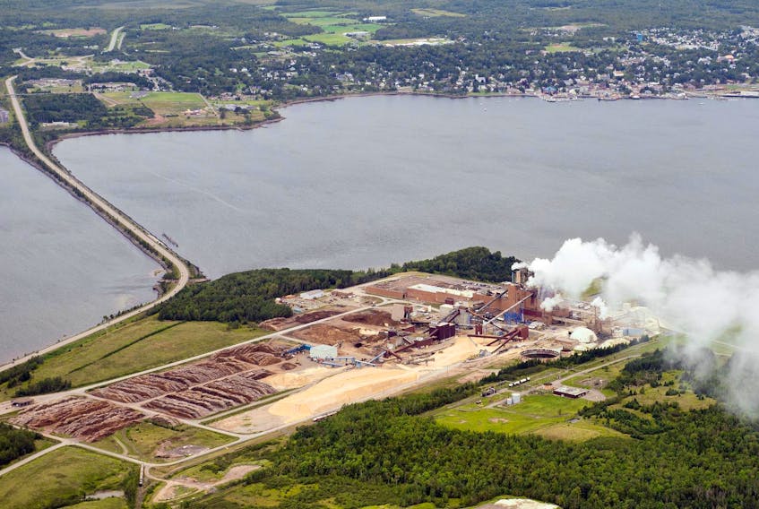 The Northern Pulp mill is seen in Abercrombie Point in 2014, with the Town of Pictou in the background. FILE

