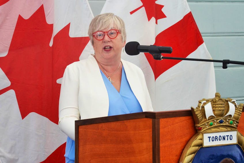 Bernadette Jordan, minister of rural economic development and MP for South Shore-St. Margarets, announced the completion of the $112-million Jetty NJ project from the deck of HMCS Toronto along the Halifax waterfront Thursday morning.