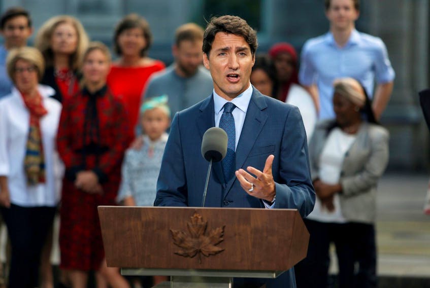 
Canada's Prime Minister Justin Trudeau speaks during a news conference at Rideau Hall after asking Governor General Julie Payette to dissolve Parliament, and mark the start of a federal election campaign in Ottawa on Wednesday. - Patrick Doyle/Reuters 
