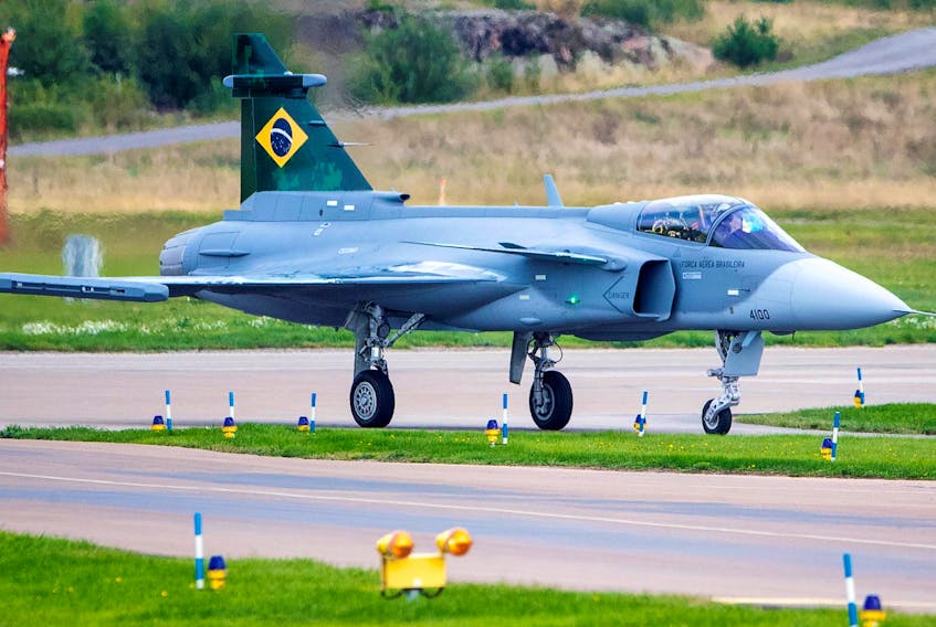 
The first Brazilian Saab Gripen E fighter is pictured in Linkoping, Sweden on Sept. 10. - REUTERS
