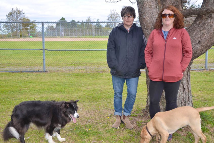 
Gail Stacey and Renee Field want some answers on plans to cut trees and enlarge a baseball field at Tremont Plateau Park in the Rockingham area of Halifax. - Francis Campbell
