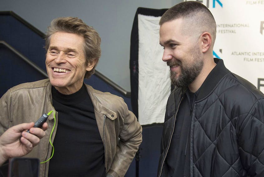 
Actor Willem Dafoe and director Robert Eggers do an interview before the Atlantic International Film Festival screening of The Lighthouse at the Park Lane Theatre on Thursday evening. - Ryan Taplin 
