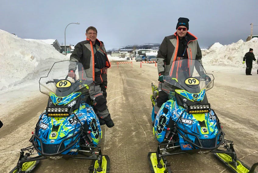 Gander’s Mark Tinkham, left, pictured with racing partner Jeff Crann, has taken part in five Cain’s Quest endurance races.