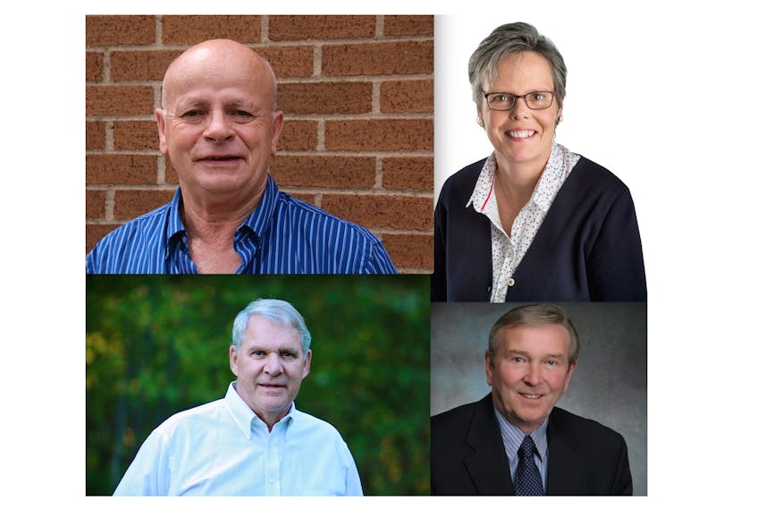 The people running for the Bible Hill Village Commission seat are, clockwise, from top left, Dale MacLeod, Karen Mills, Tom Burke and Dick Cotterill.