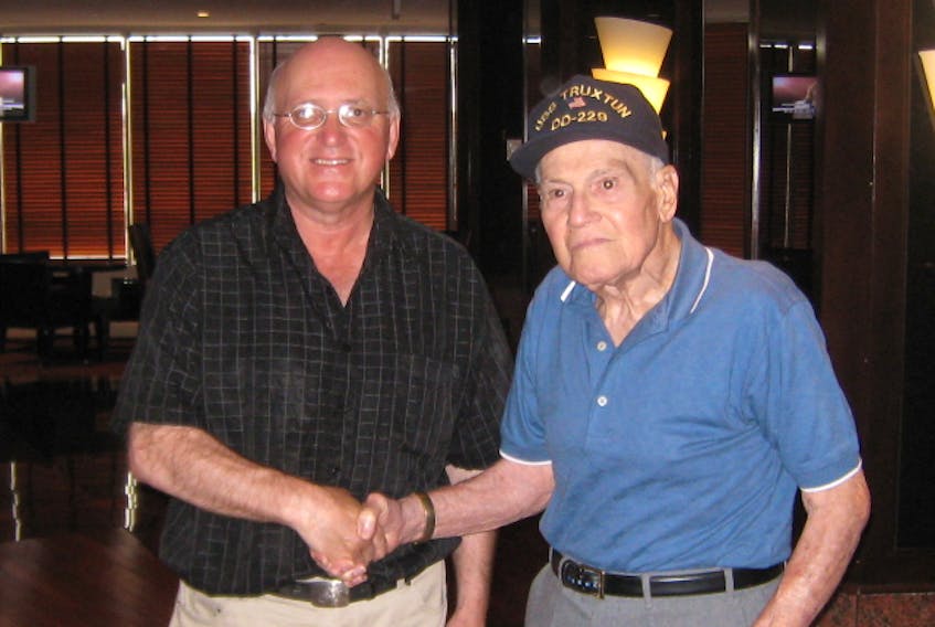 Wayde Rowsell, left, with Joseph Vendola, who was at that time the last survivor from USS Truxtun. Vendola has since passed away. CONTRIBUTED