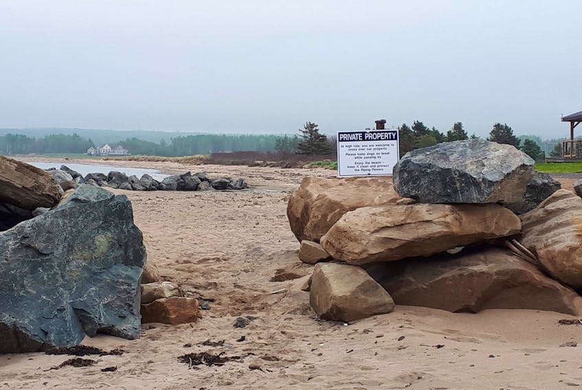 Wayne and Helen Chisholm created an opening for beach walkers in the armour-rock seawall they built in 2017 on James Beach in the Pictou County community of Black Point.