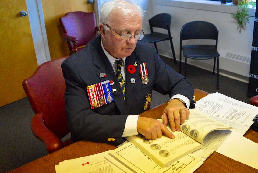 Ashby legion member Lorne MacKinnon has spent the past seven weeks pouring over all the information he could find about Cape Bretoners’ involvement in the First World War. As part of the Royal Canadian Legion’s Bells of Peace initiative celebrating the 100th anniversary of the Armistice that ended the Great War, MacKinnon has organized a special ceremony that will feature the tolling of bells and the reading of names at sunset (4:30 p.m.) on Remembrance Day at the Ashby Corner epitaph.
