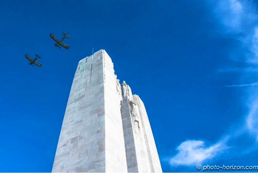 Vimy Flight over the Vimy Ridge monument in France.