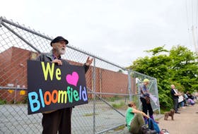 Kent Doe was one of about 200 people who lined the sidewalk around the Bloomfield Centre in north-end Halifax on Sunday for Arms Around Bloomfield, to raise awareness of the municipality's plan to sell the property to developers without consultation with residents.