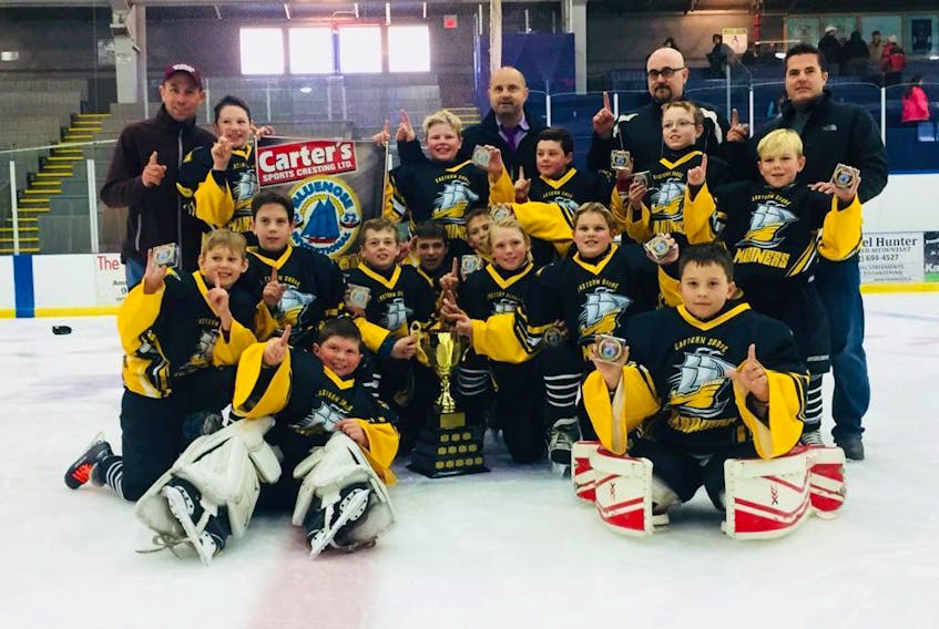 Eastern Shore got two-goal efforts from three players en route to defeating Antigonish 9-4 to win the atom AA title at the 52nd Carter’s Cresting Bluenose Minor Hockey Tournament on Oct. 22.