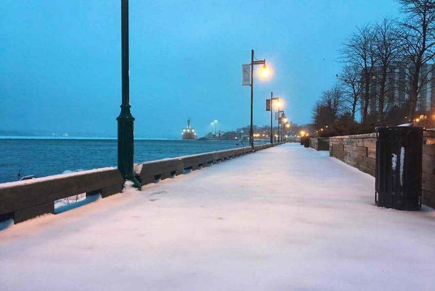 Shown is the Sydney boardwalk following Tuesday night's winter storm.