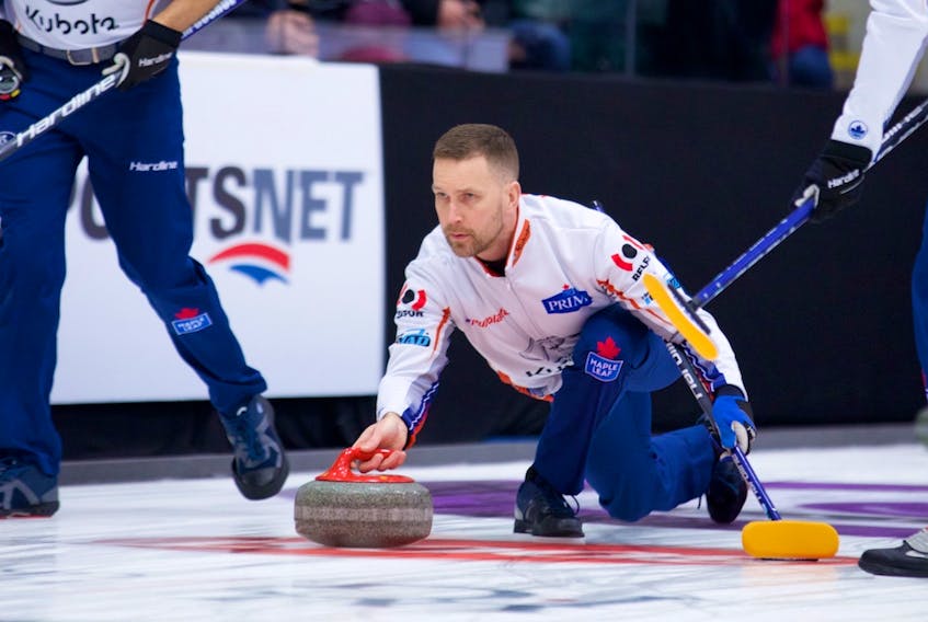 Brad Gushue and his St. John's rink won their first three games at the Canadian Open Grand Slam of Curling event this week in Yorkton, Sask., making them one of the first two teams to qualify for the playoffs at the event. — Grand Slam of Curling photo