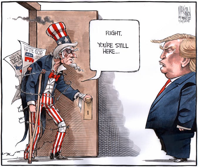 Bruce MacKinnon's Nov. 7, 2018, cartoon in the wake of the midterm elections in the U.S.