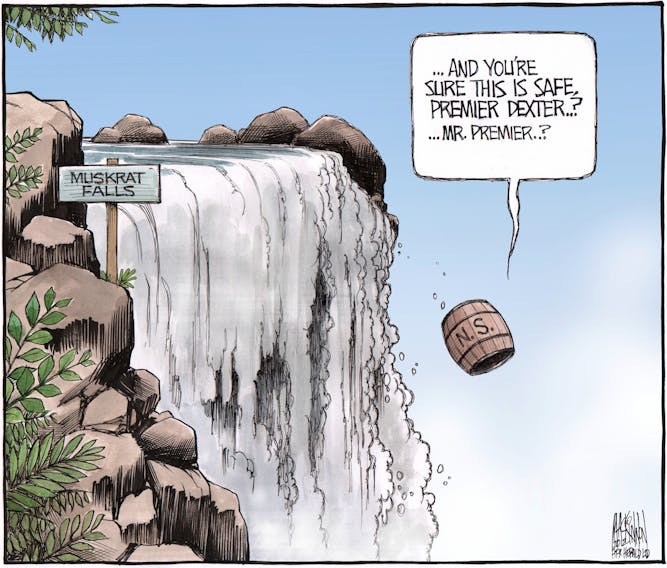 Bruce MacKinnon's cartoon for Nov. 1, 2012 on the beginnings of the Muskrat Falls debacle.