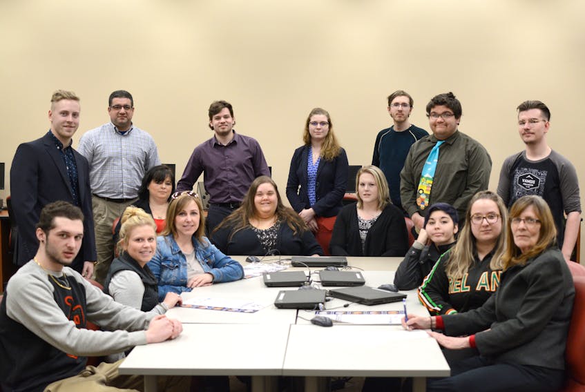 Business Administration students at the NSCC Amherst Learning Centre worked since September to roll out the inaugural the Cumberland Connects Conference that is happening April 10. Joining the students in the photo is their instructor, (front, third from left) Lisa Gower.