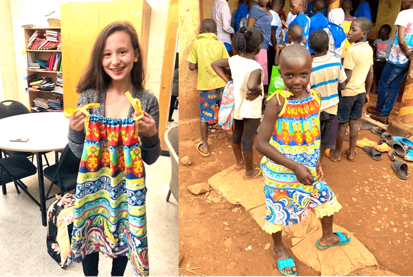 Abigail Butler, a Grade 12 student at Holy Trinity High School in Torbay, was touched to see that the dress she made in a project with the school's clothing and textiles teacher Marie Woodford was shipped to Uganda and worn there by an orphan girl.