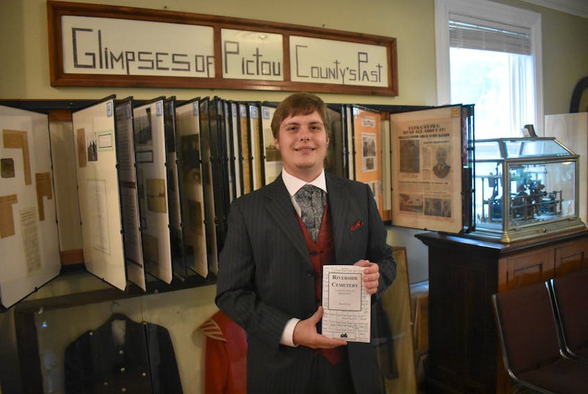James Lees holds a copy of a booklet he wrote on the history of five prominent Pictou County residents. Copies were released on Saturday, June 22, during the official opening of the Carmichael Stewart House Museum on Temperance Street in New Glasgow.