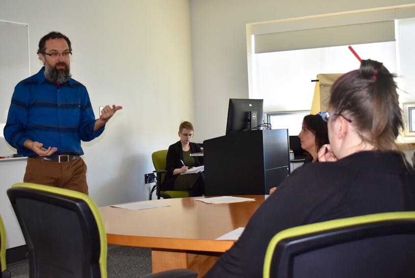 Doug Lionais from Cape Breton University’s Shannon School of Business talked about his work in studying the social and cultural impact of so many Cape Bretoners working out West during an event Thursday kicking off research month at CBU.