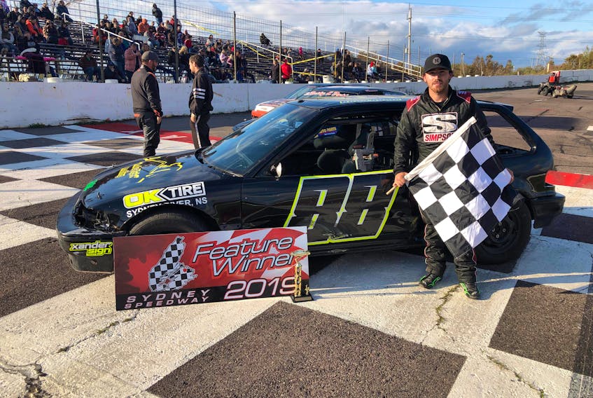Kody Quinn of Sydney captured three feature race victories at the Sydney Speedway on Sunday. Quinn won both the twin features for the mini stock division and also took home the first of two Colbourne Auto Group Legend features. PHOTO SUBMITTED/SYDNEY SPEEDWAY