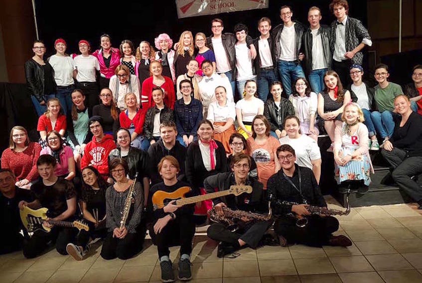 The cast of Riverview High School's production of “Grease.”