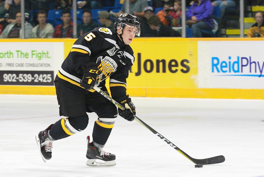 Defenceman Ryan MacLellan of Beaver Meadow, Antigonish County, is playing in his first full season in the Quebec Major Junior Hockey League with the Cape Breton Screaming Eagles. He has four assists in 29 games. Mike Sullivan/Cape Breton Screaming Eagles