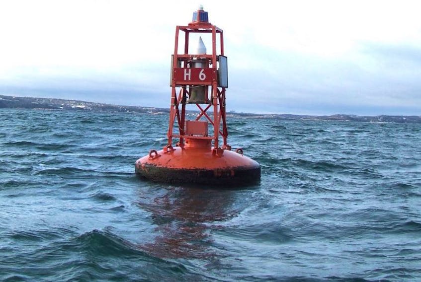 A buoy in the Halifax harbour similar to the light and bell buoy that has moved off course in Glace Bay harbour. The Canadian Coast Guard say the buoy will be lifted within a few days, weather permitting, and repositioned to its charted position.