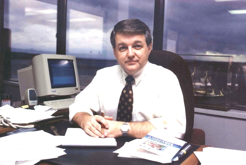 CBRM Mayor David Muise poses for a photo in his office on the fourth floor of the Civic Centre on Sydney’s waterfront back in September 2000. CAPE BRETON POST PHOTO
