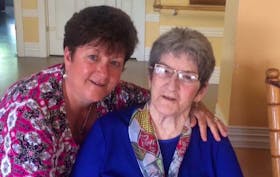 From left, Darlene Carey and her mom Nellie. Carey told her family’s story at the Sydney Alzheimer’s Awareness Breakfast last January.