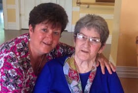 From left, Darlene Carey and her mom Nellie. Carey told her family’s story at the Sydney Alzheimer’s Awareness Breakfast last January.