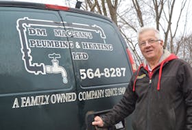 David MacLean, an owner of MacLean's Plumbing & Heating Ltd, is seen next to his work van in Sydney on Thursday. MacLean says there are plenty of ways to prevent pipes from freezing in a household in winter months.