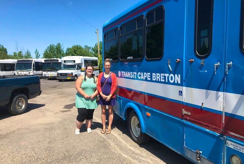 From left, Good Food Bus co-ordinator, Emma Jerrott and Claire Turpin, New Dawn Enterprises project manager, pick up the Good Food Bus before the retrofit.
