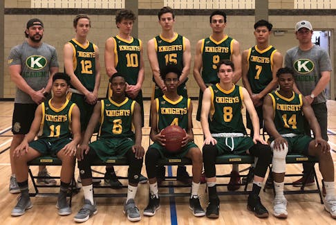 The Holy Trinity High School basketball team and their head coach, Coxheath native Aaron Barrington, are ready to play in the 36th annual Coal Bowl. The official opening ceremonies were set for 7 p.m. Monday. Pictured above is the entire Holy Trinity team. Back row, from left, Barrington, O’rian MacDonald, Luke Foster, Donovan Faucett, Majd Daqqa, Vergel Pagalilaun and assistant coach Chris McKenzie; front row from left, Ehsan Maawia, Gray Mugodo, Nas Jamac, Mitch Garland and Adam Bank-Imudia.