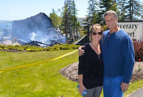 Sheila Theriault and partner Ruben Tompkins had stayed at the Inverary Resort two days earlier and has come back to Baddeck on Thursday in hopes of grabbing a bite to eat at the Inverary Resort. They were "shocked and surprised" to discover the main lodge had been destroyed in a fire.