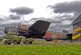 A group in Germany is searching for descendants of airman who flew in a Second World War airplane like this one, a Halifax four-engine bomber.