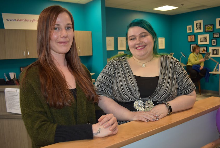 Katelyn Morris of Coxheath and Stacy Fraser of New Waterford were two of 11 graduates from the women’s transition to employment program at the Ann Terry Society in Sydney. The program participants, who spent 12 weeks in a work placement, held a small program completion ceremony on Thursday.