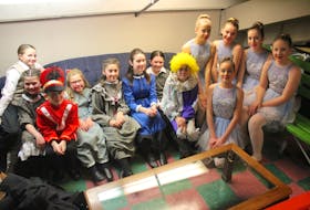 A group of actors playing toys, sugar plum fairies and family members, gather backstage for a photo before the start of the first show on Dec. 8. Pictured here, back row from left, are: Kateri Gouthro, Aubreigh MacArthur, Brennan Duggan, Emma Bugden, Pennie Sheppard, Heather Dalzell, Ella MacArthur, Paige McDonald, Kayleigh Anderson, Rachel MacPhee, Danielle Jessome, Kael Dalton and Ella Hammond (kneeling).