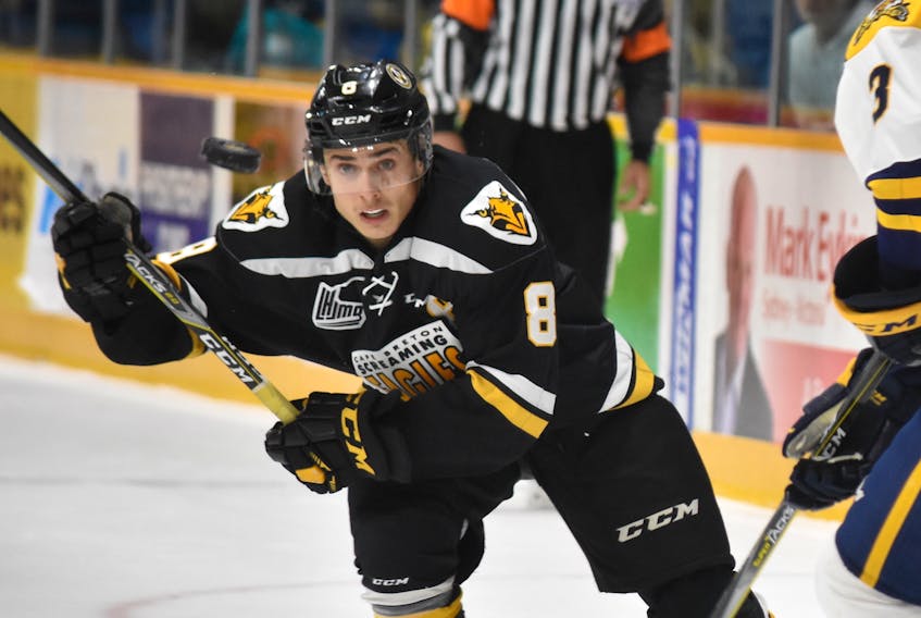 Cape Breton Screaming Eagles captain Phélix Martineau had a big game against the Charlottetown Islanders on Wednesday in Charlottetown. The teams meet again tonight at Centre 200. T.J. COLELLO/CAPE BRETON POST