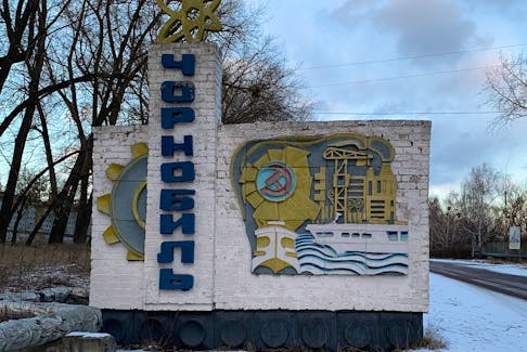 The entrance sign to the city of Chernobyl, Ukraine. VICTOR TOMICZEK PHOTO