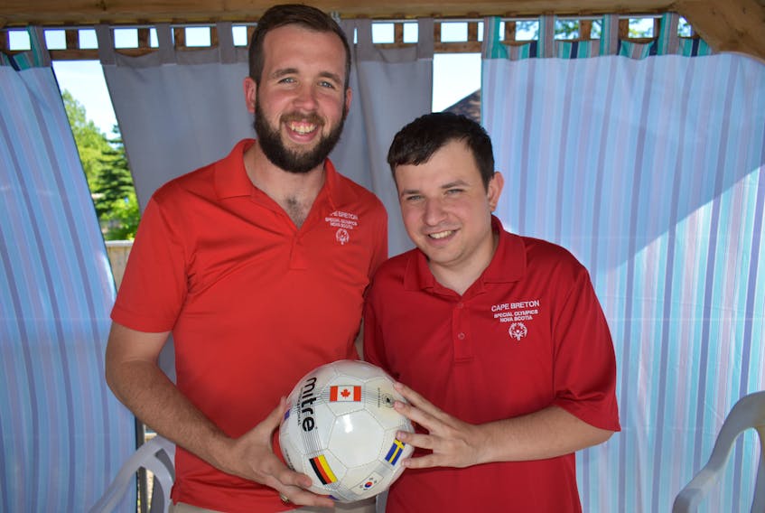 Teammates Cyril MacDonald of North Sydney, left, and Jeremy Gallant of Whitney Pier will represent Canada at the inaugural Unified Cup international soccer tournament July 17-20 in Chicago, Ill. The tournament includes 24 teams from across the world and features athletes both with and without intellectual disabilities as teammates.