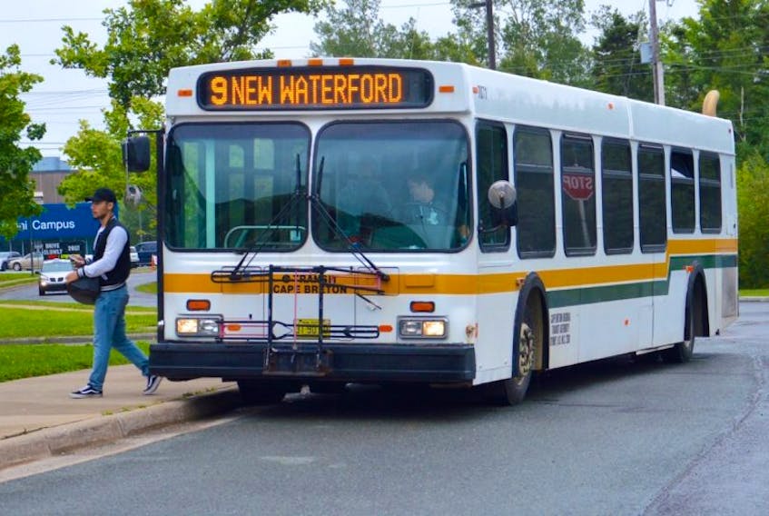 The Route 9 bus bound for New Waterford makes a stop Thursday at Cape Breton University, where students from both CBU and the NSCC can access the Cape Breton Transit service. The municipality announced it has added routes and increased frequency on a number of runs across the CBRM.