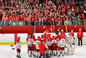 Riverview High School is planning to make changes to its Red Cup Showcase high school hockey tournament format for the 2020 edition. The decision, which hasn't officially been announced by the school, has sparked lots of reaction from parents and former students of Riverview High School. In this photo, the Riverview Redmen are shown after winning the tournament championship in 2012.