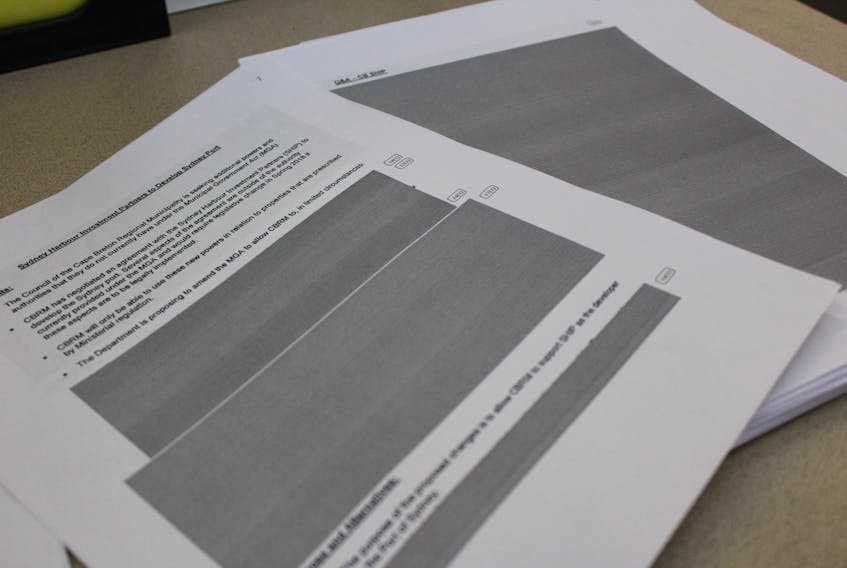 The Post filed a freedom of information request for provincial government communications on Municipal Government Act changes to expand powers for the CBRM but found that much of the material was redacted.