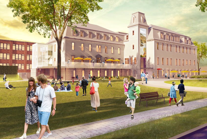 The province will provide $3.2 million, in addition to $1.2 million from New Dawn Enterprises, to redevelop the former Holy Angels convent into an arts, culture and innovation centre. Shown above is an artist’s rendition of how the front of the area should look.