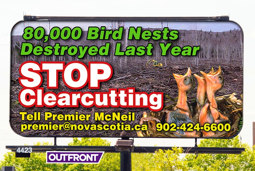 The Margaree Environmental Association paid to have three large billboards erected in and around Halifax last week to bring awareness to the destruction of wildlife and wildlife habitats.