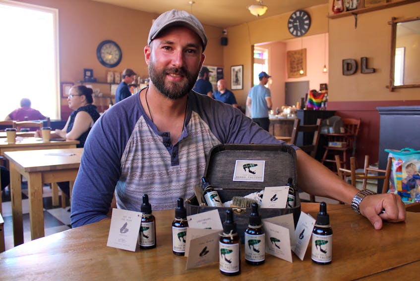 Tyler MacIntyre, along with his girlfriend, Anna McPherson, established a men's beard and skin-care line earlier this summer. MacIntyre has sold, on average 30-35 units of Cape Breton Beard Factory oil, at the Doktor Luke's coffeehouse on Prince Street in Sydney - a location that many wouldn't associate with men's hair and skin products.