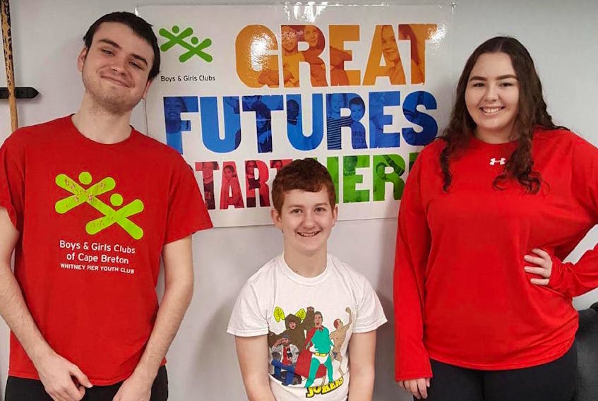 From left, Josh Dithurbide, 17, Robbie Hussey, 15, and Julianna King, 16, all involved in some way with the Whitney Pier Youth Club, are participating in a Cape Breton University study that will examine the link between youth programs and social skill development.