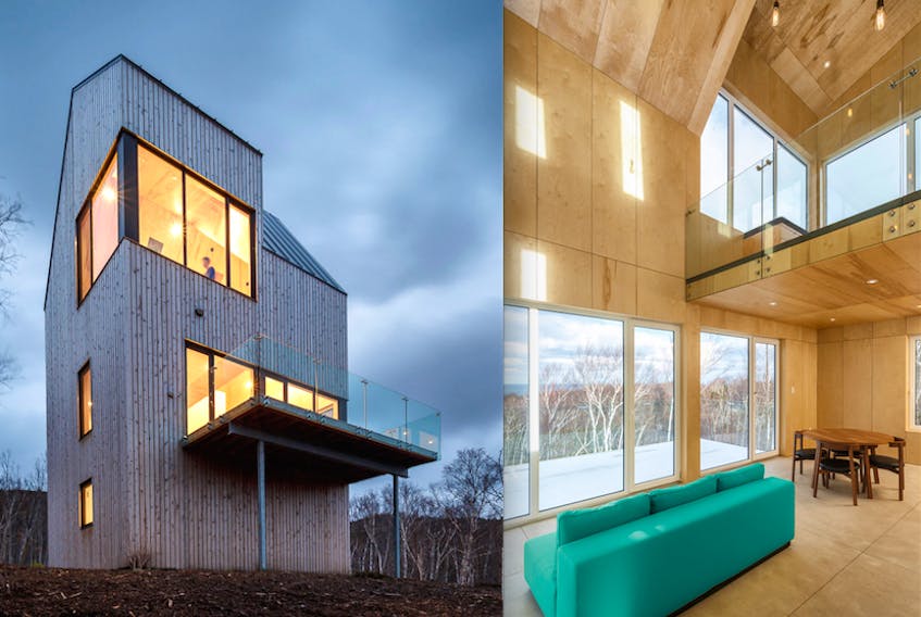 Two side-by-side photos show, from left, the exterior and interior of Rabbit Share Gorge in Inverness which recently received a Governor General’s medal for architecture.