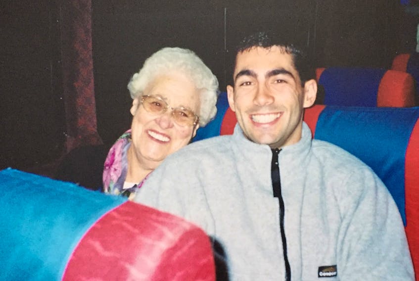 This 1999 photograph shows the late Gwen Tobin riding on an Ottawa tour bus with grandson Steven Tobin. The latter ghost-wrote his grandmother’s obituary in the first-person following the 102-year-old Cape Breton woman’s death earlier this week. Since then, the death notice has gone viral on social media and has been picked up by national news networks.