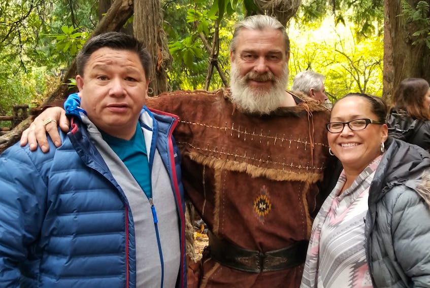 Tom and Carol Anne Johnson pose with one of the main characters on set in Ireland. Tom Johnson says their first experience on the set of a production was amazing. "We were in awe," he says.