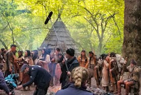 Actors and crew on set of the History channel series Vikings. Indigenous actors are portraying the now extinct Beothuk tribe of Newfoundland, and because the language disappeared with them, producers decided to use the Mi'kmaq language.